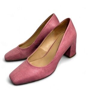 Naturalizer Dusty Pink Textured Square Toe Block Heel Pumps Size 7
